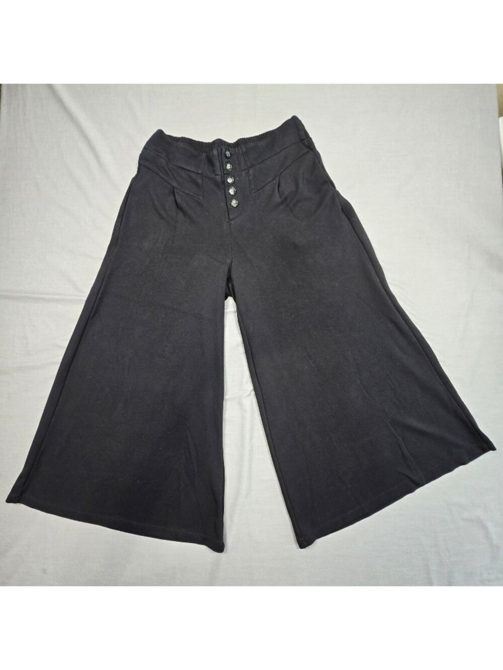Ettitwa By Anthropologie Wide Leg Crop Pants Size S Black Soft Stretchy